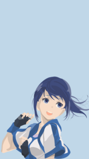 Minimalist Anime Girl with Blue Hair Mobile Wallpaper
