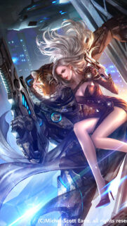 Futuristic Warrior Woman and Tiger Mecha Soldier Wallpaper for Mobile