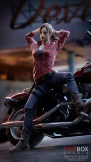 Claire Redfield Resident Evil Inspired Girl on Harley Davidson Motorcycle Mobile Wallpaper