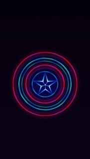 Neon Captain America Shield Minimalist 4K Mobile Wallpaper