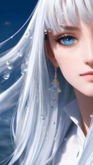 Stunning Anime Girl with Ethereal Silver Hair and Glowing Blue Eyes Wallpaper