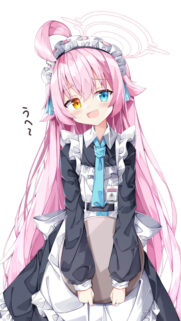 Cute Anime Maid Girl with Pink Hair and Heterochromia Eyes Mobile Wallpaper