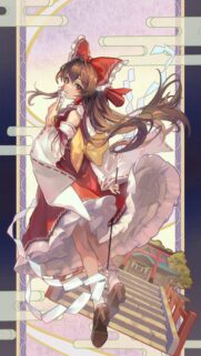 Stunning Reimu Hakurei Touhou Anime Art Mobile Wallpaper
