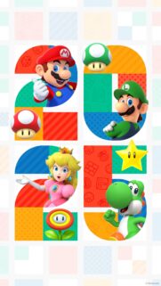 Super Mario 2025 New Year Celebration Colorful Mobile Wallpaper