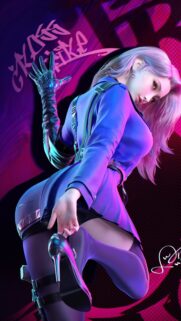 Stunning Anime Girl in Cyberpunk Streetwear Neon Phone Wallpaper