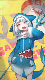 Gawr Gura Shark Anime Girl High Resolution Mobile Wallpaper