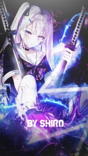 Anime Girl with Katana Swords Neon Cyberpunk Aesthetic Mobile Wallpaper