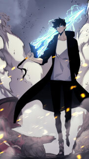 Sung Jinwoo Solo Leveling Epic Battle Wallpaper for Mobile
