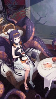 Ninomae Inanis Hololive Anime Girl Tea Time Wallpaper for Mobile