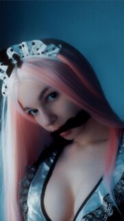 Stunning Pink Haired Maid Cosplay Portrait Mobile Wallpaper