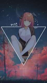 Nino Nakano Aesthetic Anime Girl Wallpaper in Starlit Sky Mobile Background