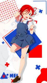 Cute Red Haired Anime Girl Dynamic Pose Mobile Wallpaper