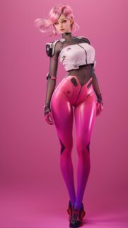 Futuristic Pink Cyberpunk Anime Girl High Quality Mobile Wallpaper