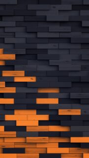Modern Abstract Dark and Orange 3D Wood Plank Texture Wallpaper