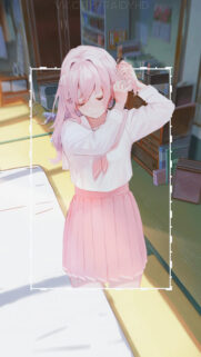 Anime Girl with Pink Hair in School Uniform Mobile Wallpaper