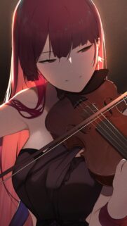 Anime Girl Playing Violin Artistic Portrait 4K Mobile Wallpaper