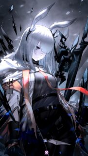 Frosty Anime Girl with Bunny Ears Tactical Gear Wallpaper for Mobile