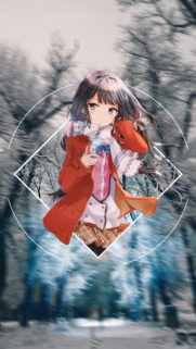 Anime Girl in Winter Outfit Holding Drink High Quality Mobile Wallpaper