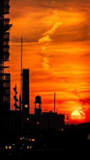 Stunning Sunset City Silhouette High Resolution Mobile Wallpaper