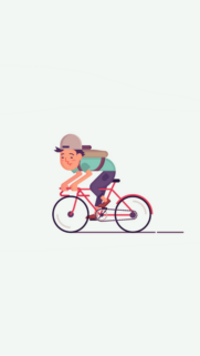 Minimalist Illustration of a Boy Cycling Flat Design Mobile Wallpaper