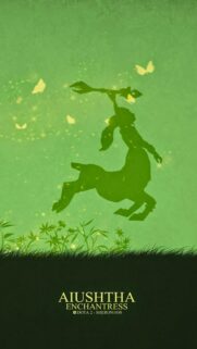 Minimalist Enchantress Dota 2 Silhouette Wallpaper in Green