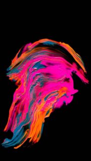Vibrant Abstract Fluid Acrylic Art Wallpaper in Hot Pink and Orange