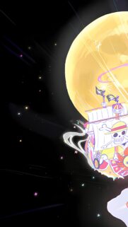 One Piece Thousand Sunny Sailing Across the Moonlit Galaxy Mobile Wallpaper