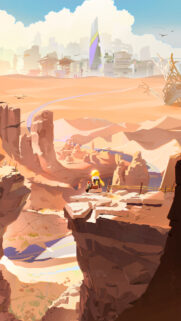 Anime Girl Watching Over A Post Apocalyptic Desert City Wallpaper