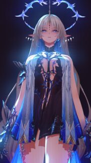 Ethereal Elf Goddess with Celestial Blue Aura Anime Art Wallpaper