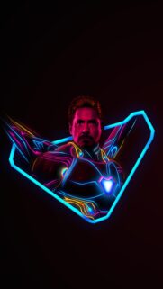 Neon Iron Man Cyberpunk Portrait Wallpaper for Mobile