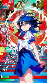 Vibrant Anime Schoolgirl with Paper Plane Art Mobile Wallpaper