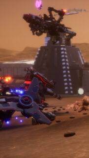Sci-Fi Martian Battlefield Mech Combat Wallpaper for Mobile