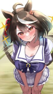 Cute Anime Horse Girl Wallpaper with Starry Eyes and School Uniform