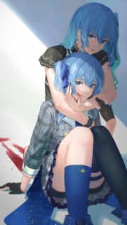 Hoshimachi Suisei Anime Girl With Blue Hair Aesthetic Wallpaper 4K