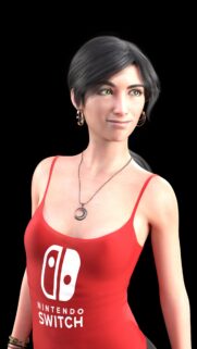 Stunning 3D Render of a Young Woman Wearing a Nintendo Switch Red Tank Top Wallpaper