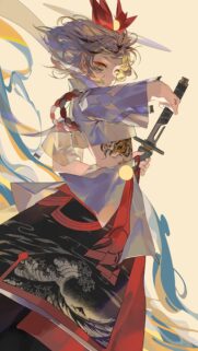 Anime Samurai Warrior with Tiger Tattoo Art Mobile Wallpaper