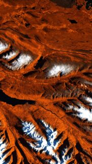 Stunning Satellite View of Earth Mountains with Snow Caps Wallpaper