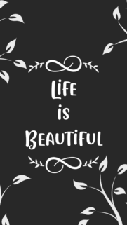 Minimalist Life is Beautiful Quote Phone Wallpaper with Elegant Floral Accents