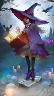 Mystical Witch Casting Magic Spell Dark Fantasy Mobile Wallpaper