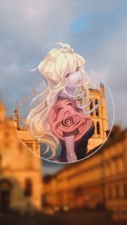 Anime Girl with Golden Hair and Rose Dress Aesthetic Mobile Wallpaper