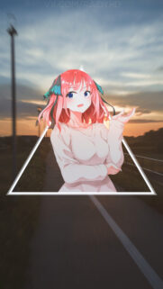 Nino Nakano Aesthetic Anime Girl Wallpaper in Sunset Triangle Frame