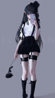 Aesthetic Gothic Elf Girl Anime Wallpaper with Black Rose for Mobile Screen