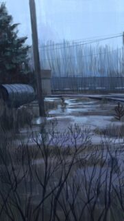 Moody Impressionist Landscape Digital Painting of a Winter Wetland Wallpaper