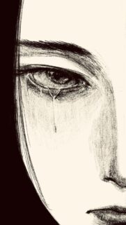 Melancholic Crying Eye Pencil Sketch Aesthetic Mobile Wallpaper