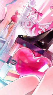 Aesthetic Birthday Celebration Anime Style Pink Heart Wallpaper for Mobile
