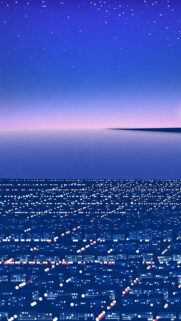 Minimalist City Nightscape With Starry Sky Phone Wallpaper