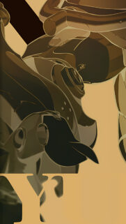 Minimalist Cyberpunk Mechanical Abstract Wallpaper in Earth Tones