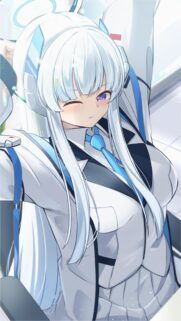 Cute Anime Girl with White Hair and Blue Cybernetic Accents Wallpaper for Mobile