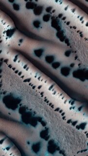 Stunning Mars Surface Landscape Featuring Dark Sand Dunes Wallpaper