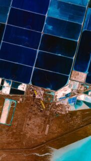 Stunning Aerial View of Salt Evaporation Ponds and Industrial Landscape Wallpaper